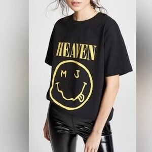 Marc Jacobs Heaven Redux Grunge Collection Black Smiley‎ Face T Shirt XS NEW